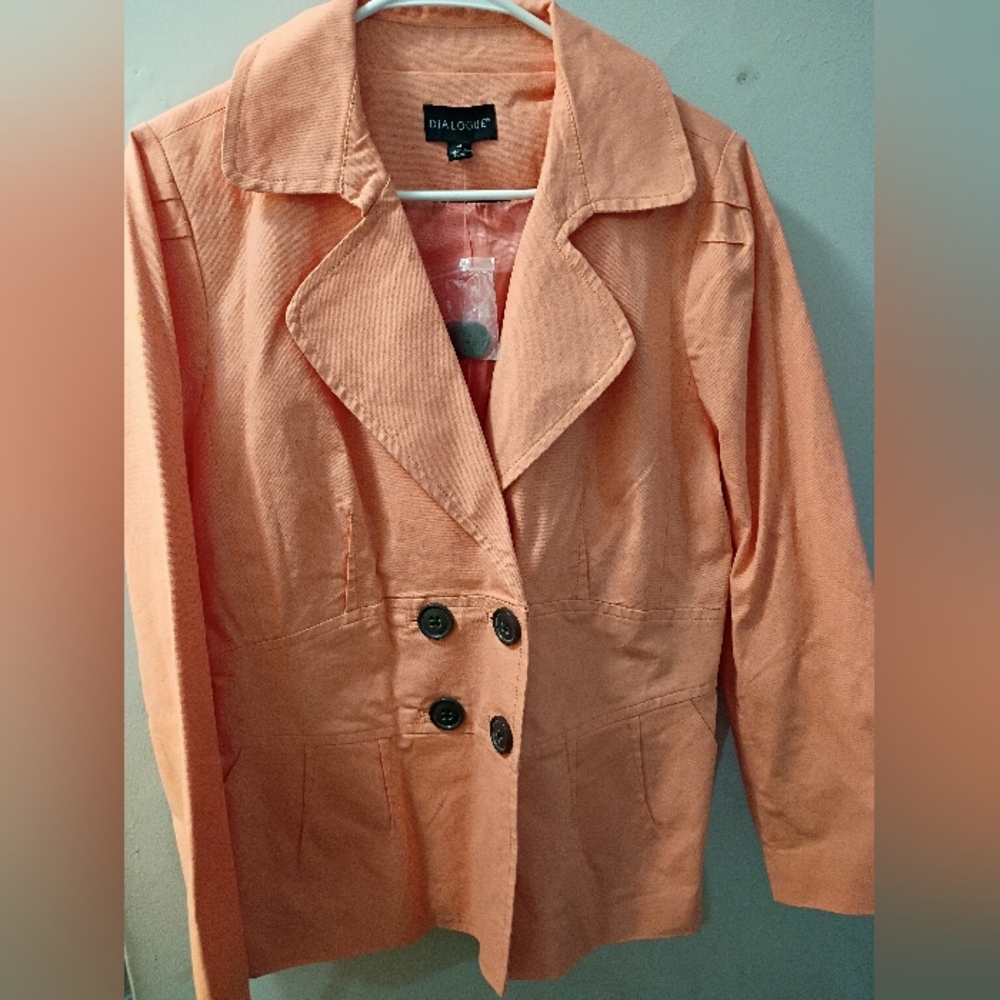 Dialogue, NWT, Women's Orange Blazer/Jacket Double-Breasted, Size 14